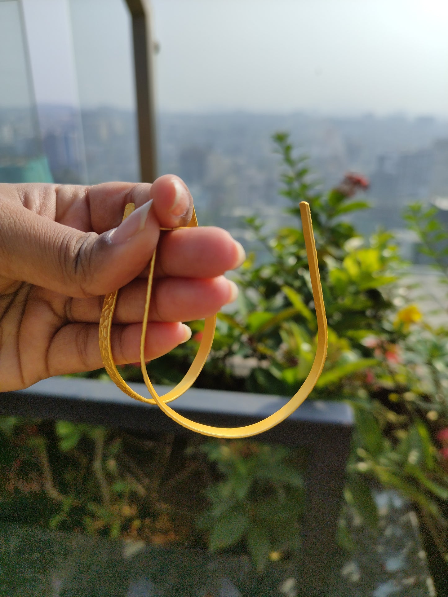 Inaya Hammered Brass Hoop Earrings