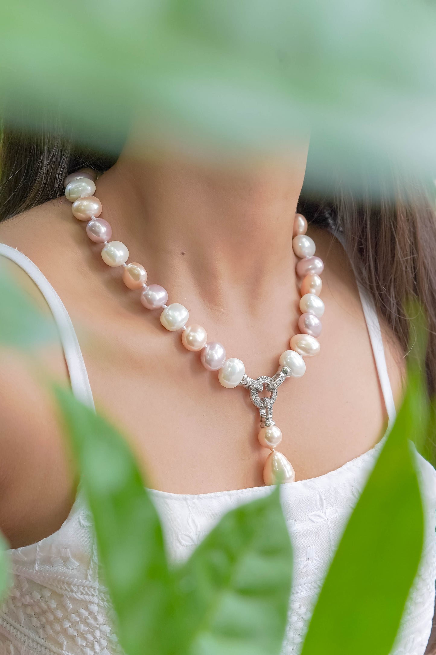 Pink & Peach Shell Pearl Necklace