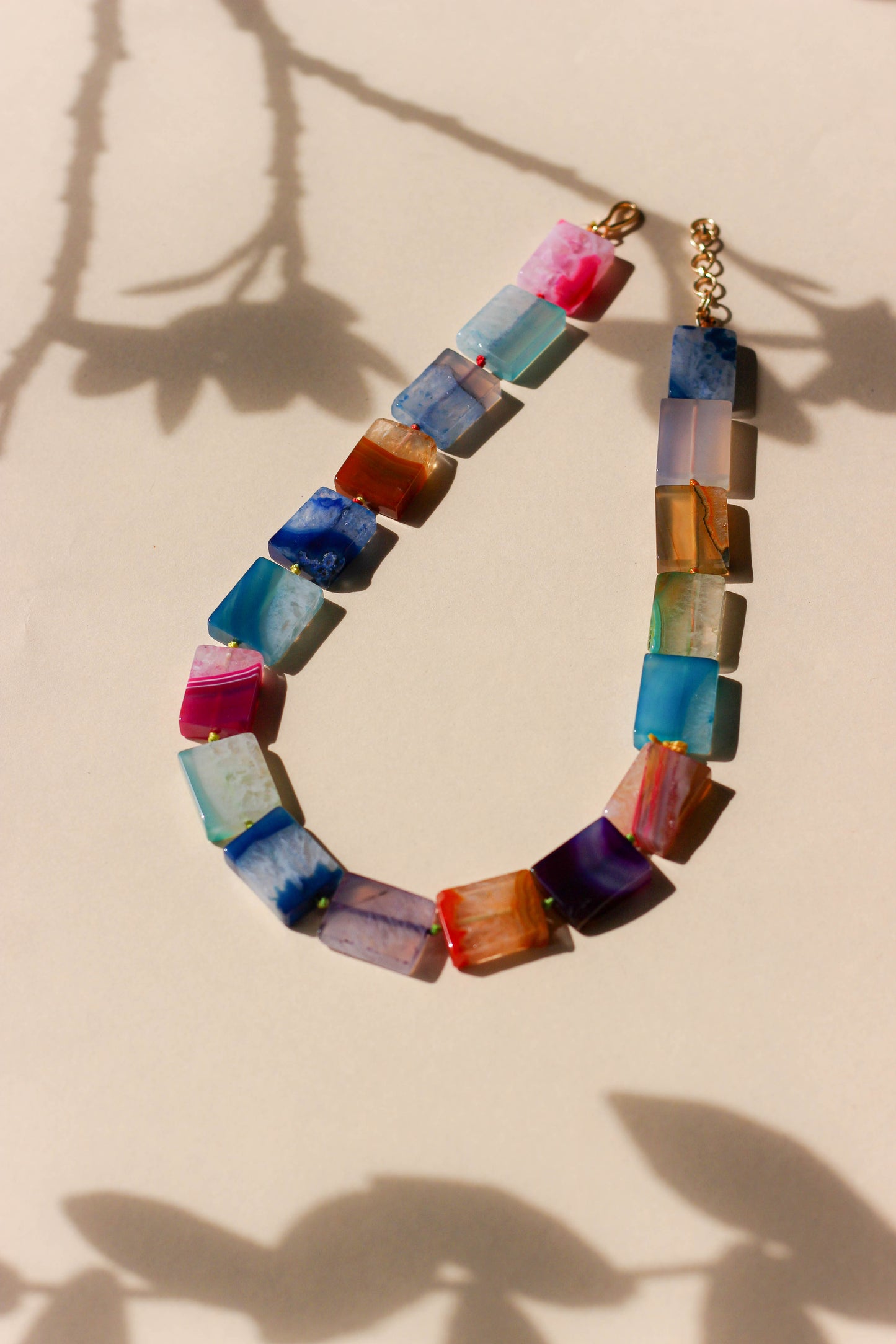 Rectangle Block Blue Stone Necklace