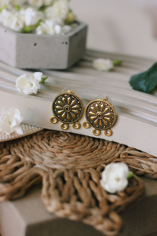 Wheel Motif Round Studs Handcrafted Earrings