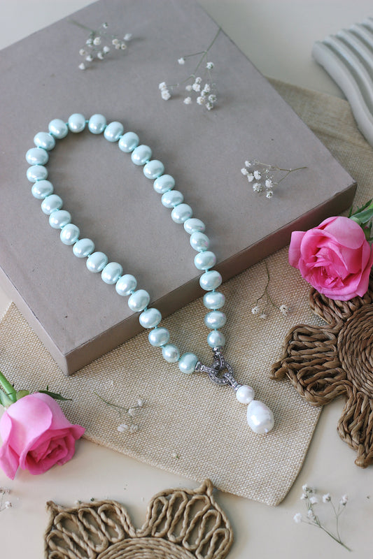 Sea Blue Shell Pearl Necklace