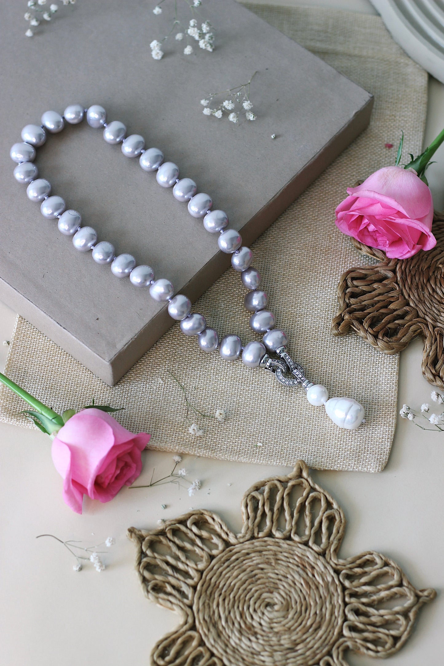 Lavender Shell Pearl Necklace