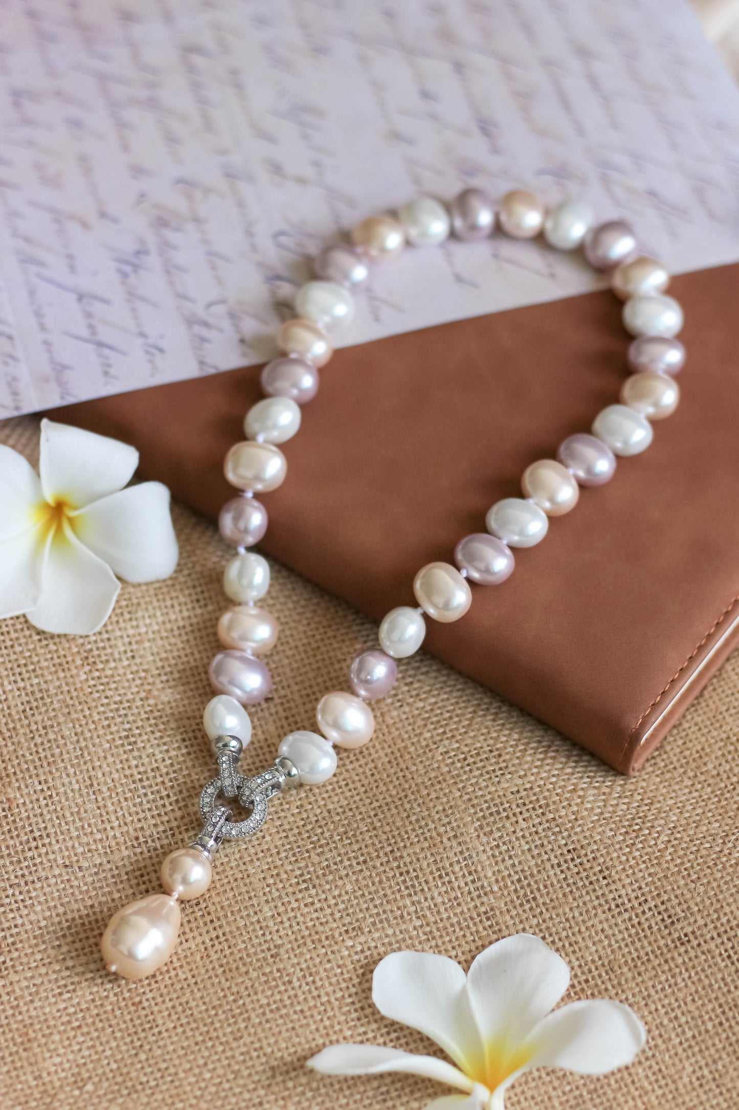 Pink & Peach Shell Pearl Necklace