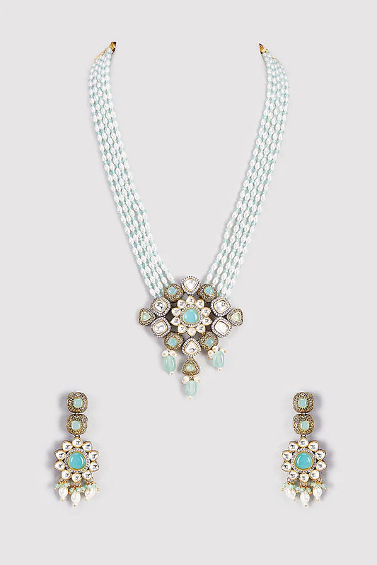 Moissanite Polki Long Necklace Set