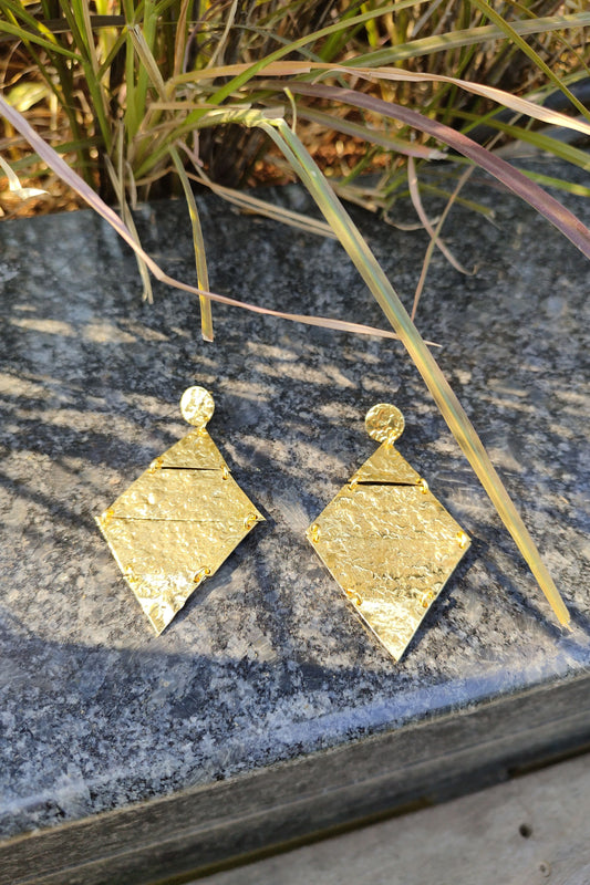 Lea Hammered Brass Earrings