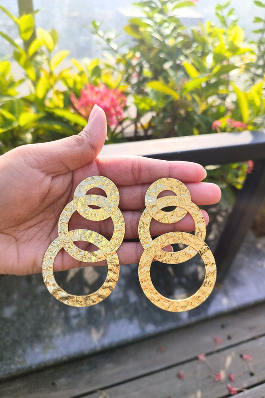 Iris Hammered Brass Earrings