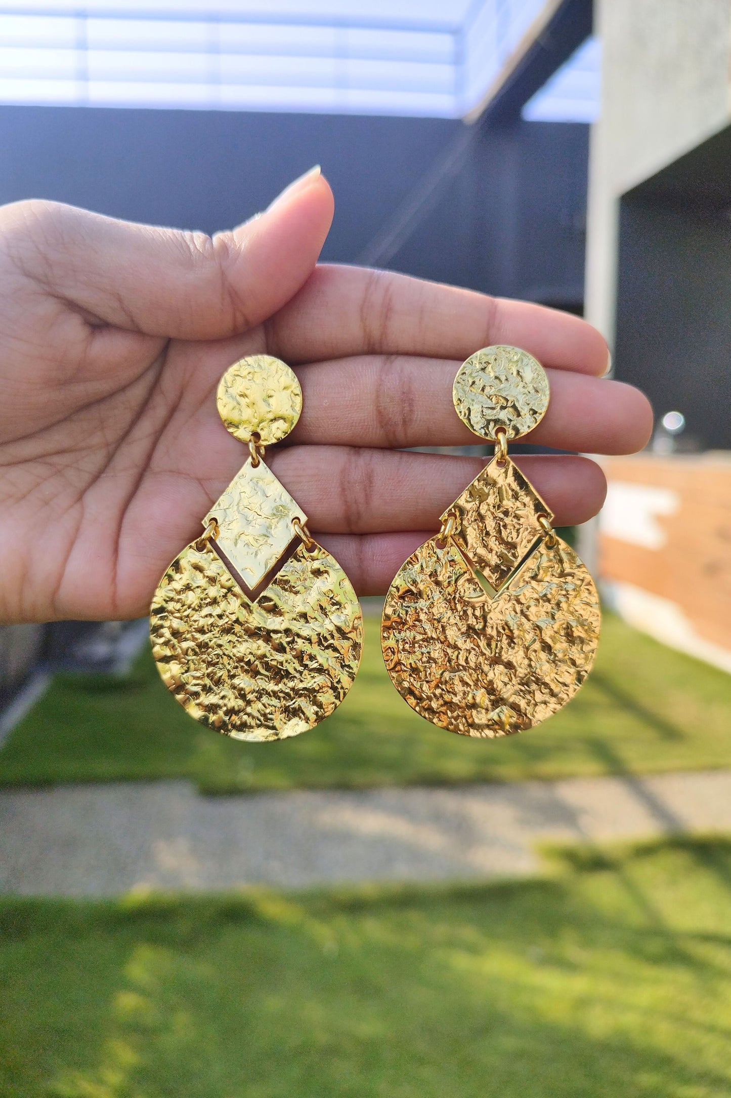 Zuri Hammered Brass Earrings