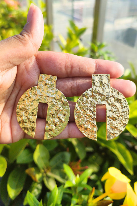 Lisa Hammered Brass Earrings