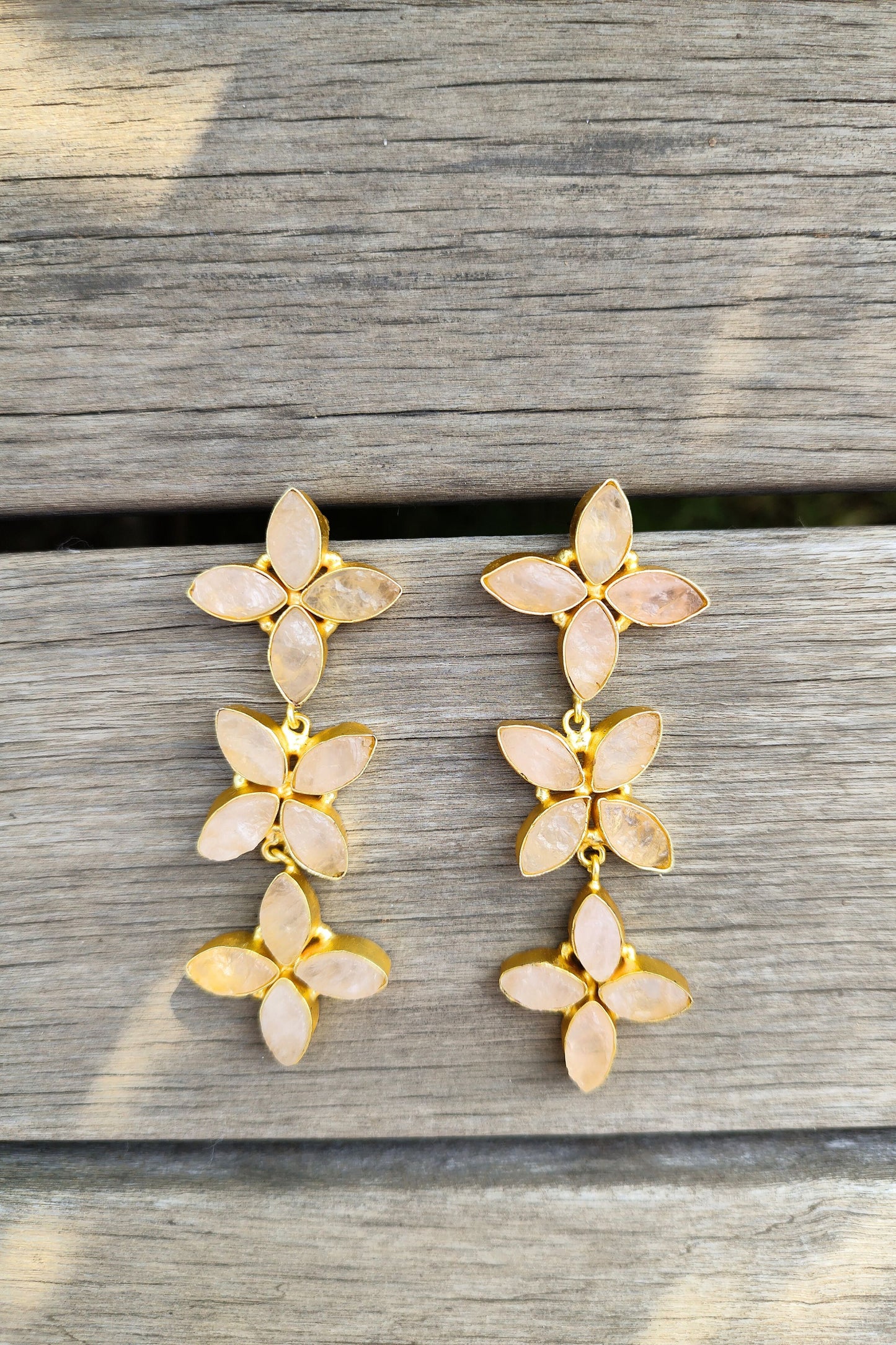 Isabella Quartz Brass Earrings