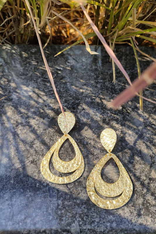 Eva Hammered Brass Earrings