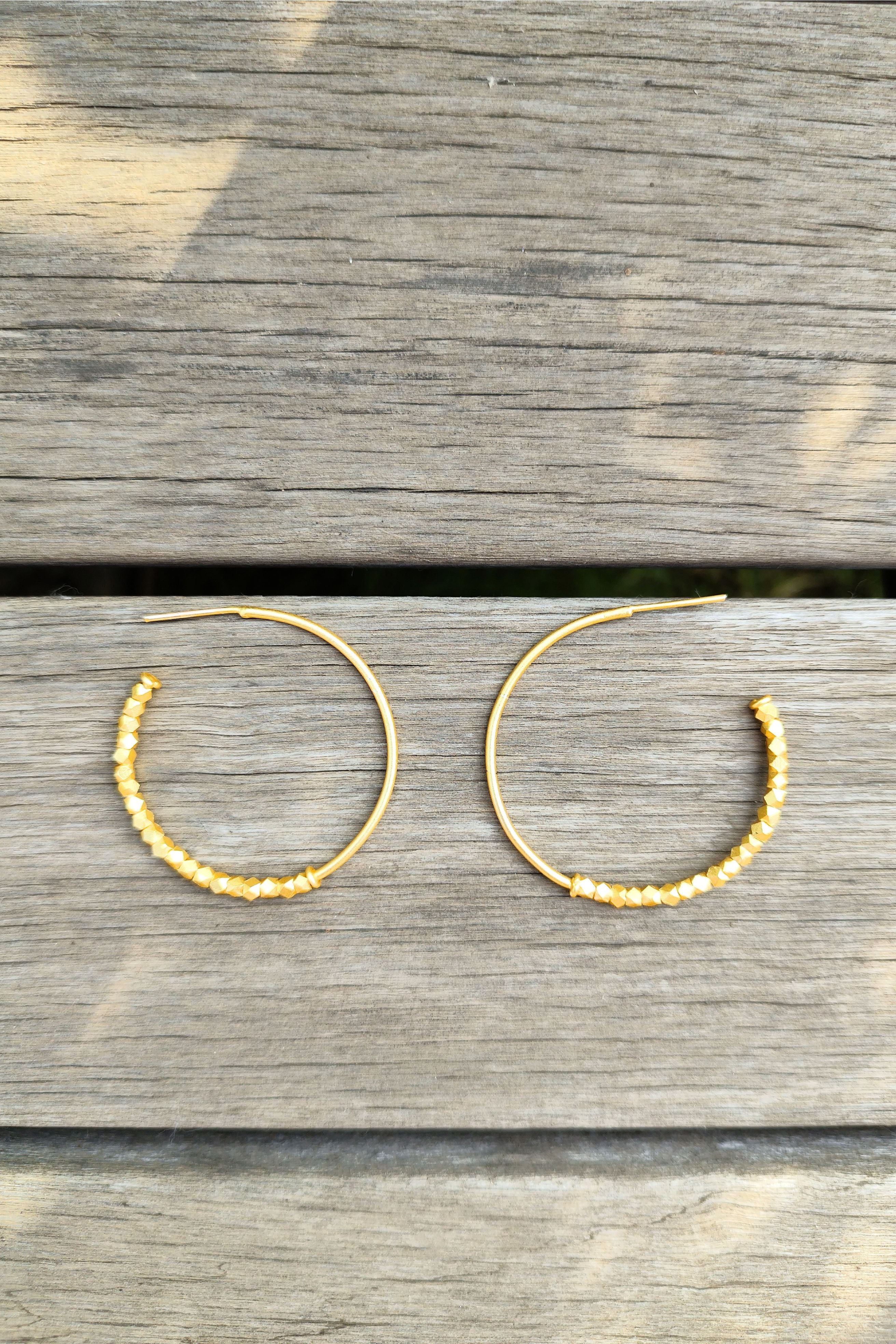 PV Studio - Hammered Hoop Earrings - Blue Giraffe 30a