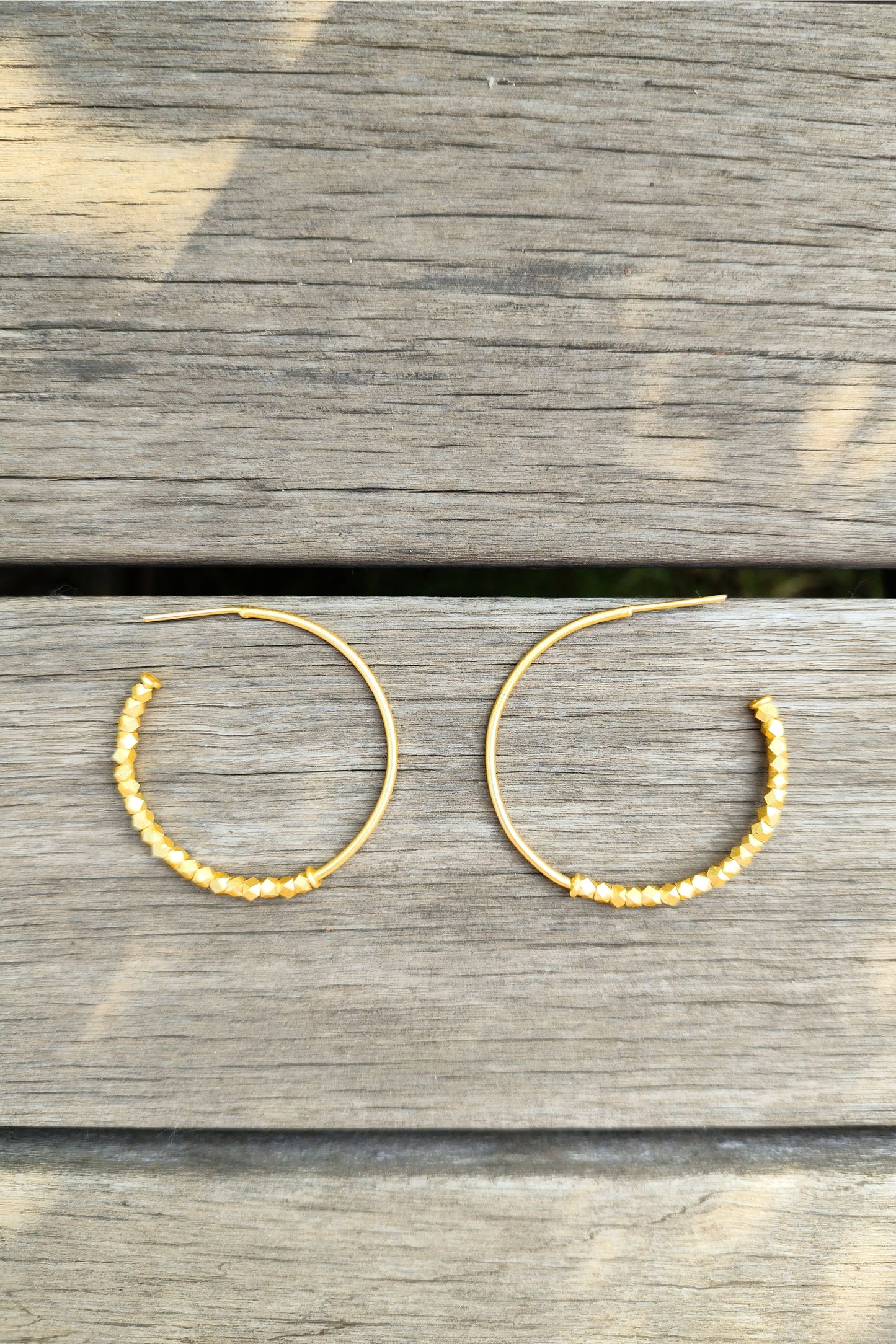 Mayra Hammered Brass Hoop Earrings