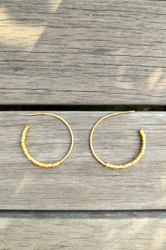 Mayra Hammered Brass Hoop Earrings