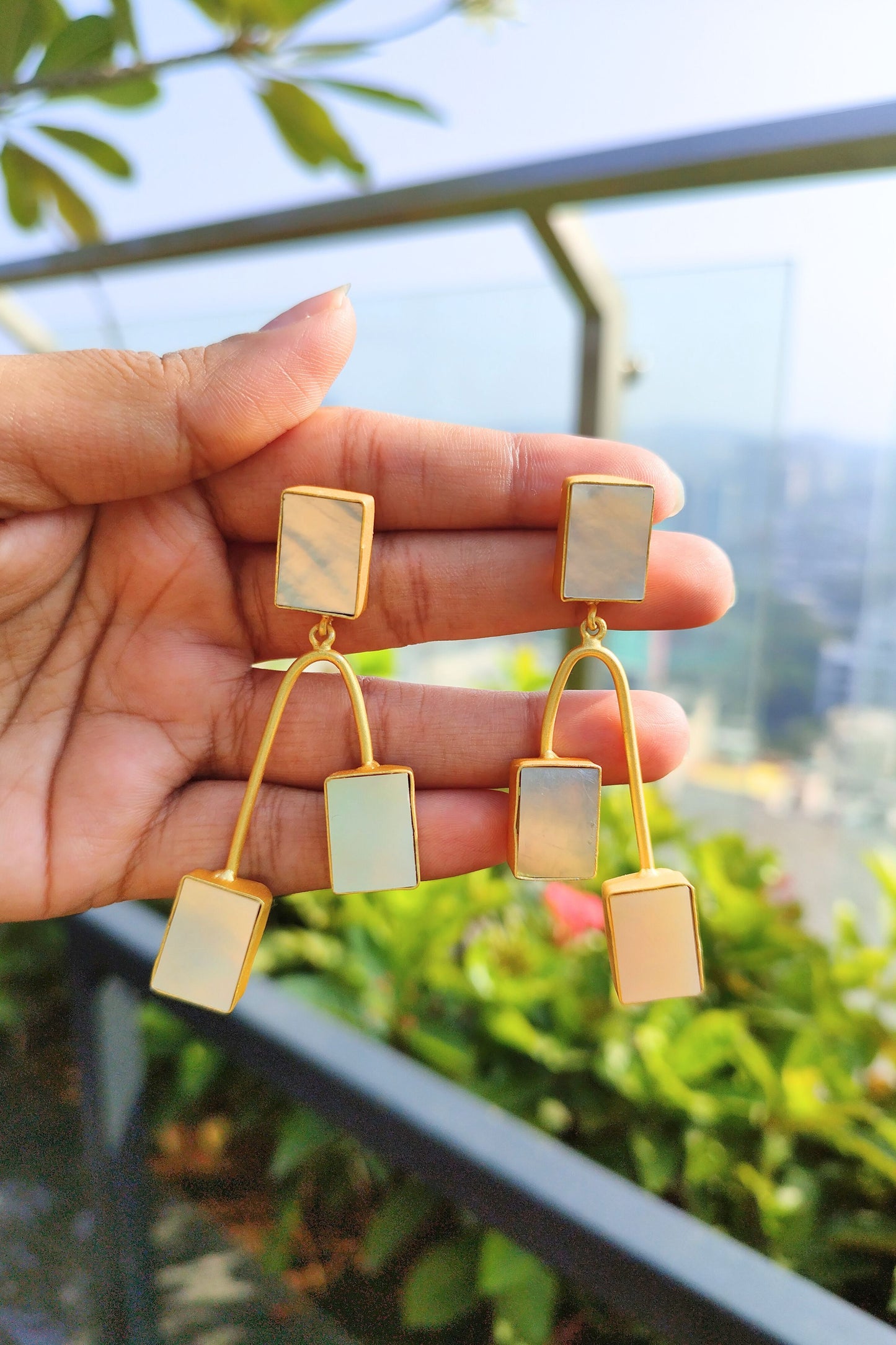 Ellie MOP Brass Earrings