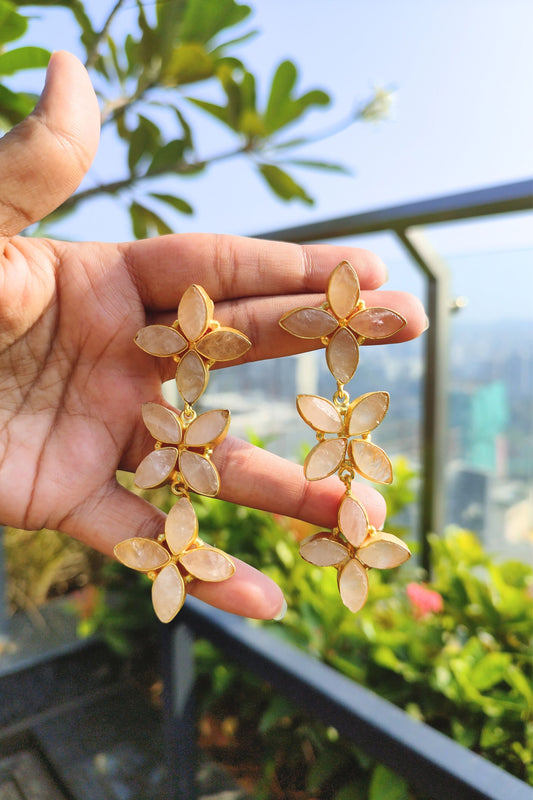 Isabella Quartz Brass Earrings